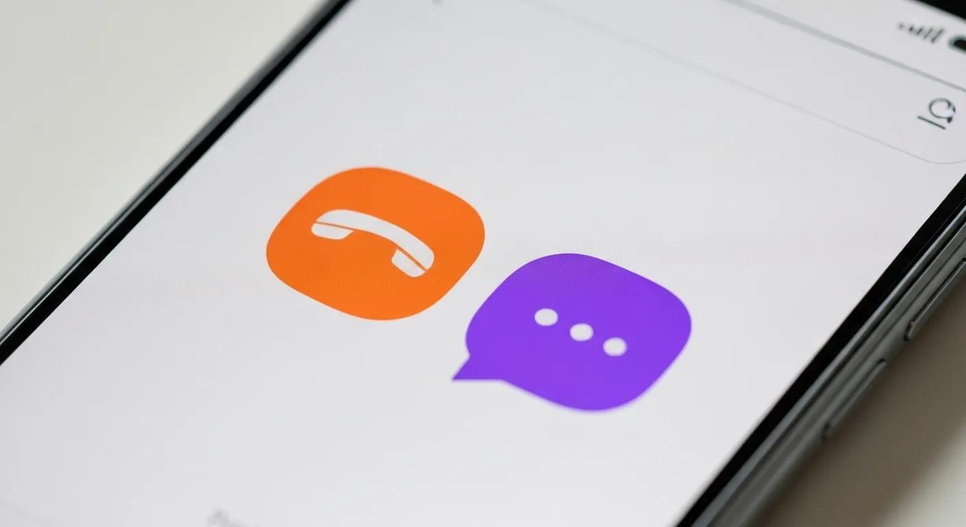 Smartphone with a call icon and a chat bubble, symbolizing immediate contact options