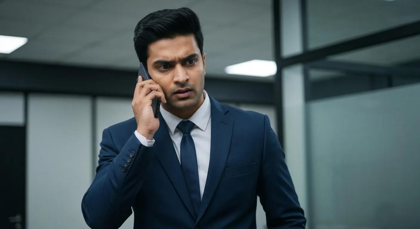 Person on phone, making an urgent call