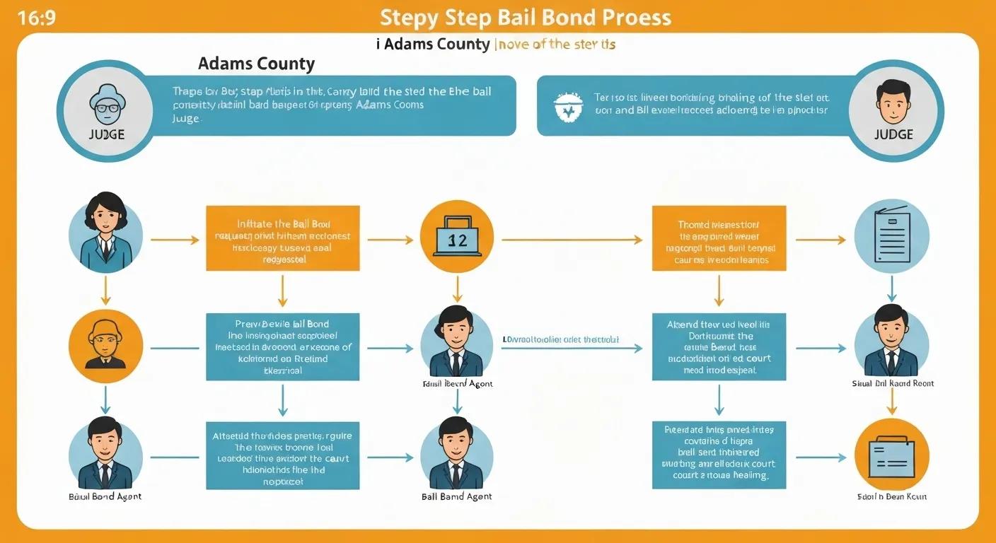 Flowchart illustrating the step-by-step bail bond process in Adams County